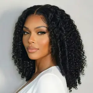 【UPGRADED】Nadula Natural Black Afro Kinky Curly with Finger Coil Ends V Part Wig With Drawstring 180% Density Human Hair Wigs Natural Looking Beginner Friendly Glueless Wig Summervibes TikTokShopStockUp
