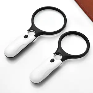 Handheld Dual-Lens Magnifier with 3 LED Lights Portable Illuminated Magnifying Glass for Close Work Inspection