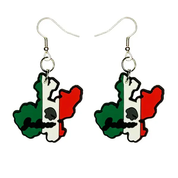 Mexico Flag Earrings Hypoallergenic Silver Plated Fishhooks Yazzle Dazzle Mexican Jalisco Sinaloa Oaxaca Cuisine Beach Ancient Ruins