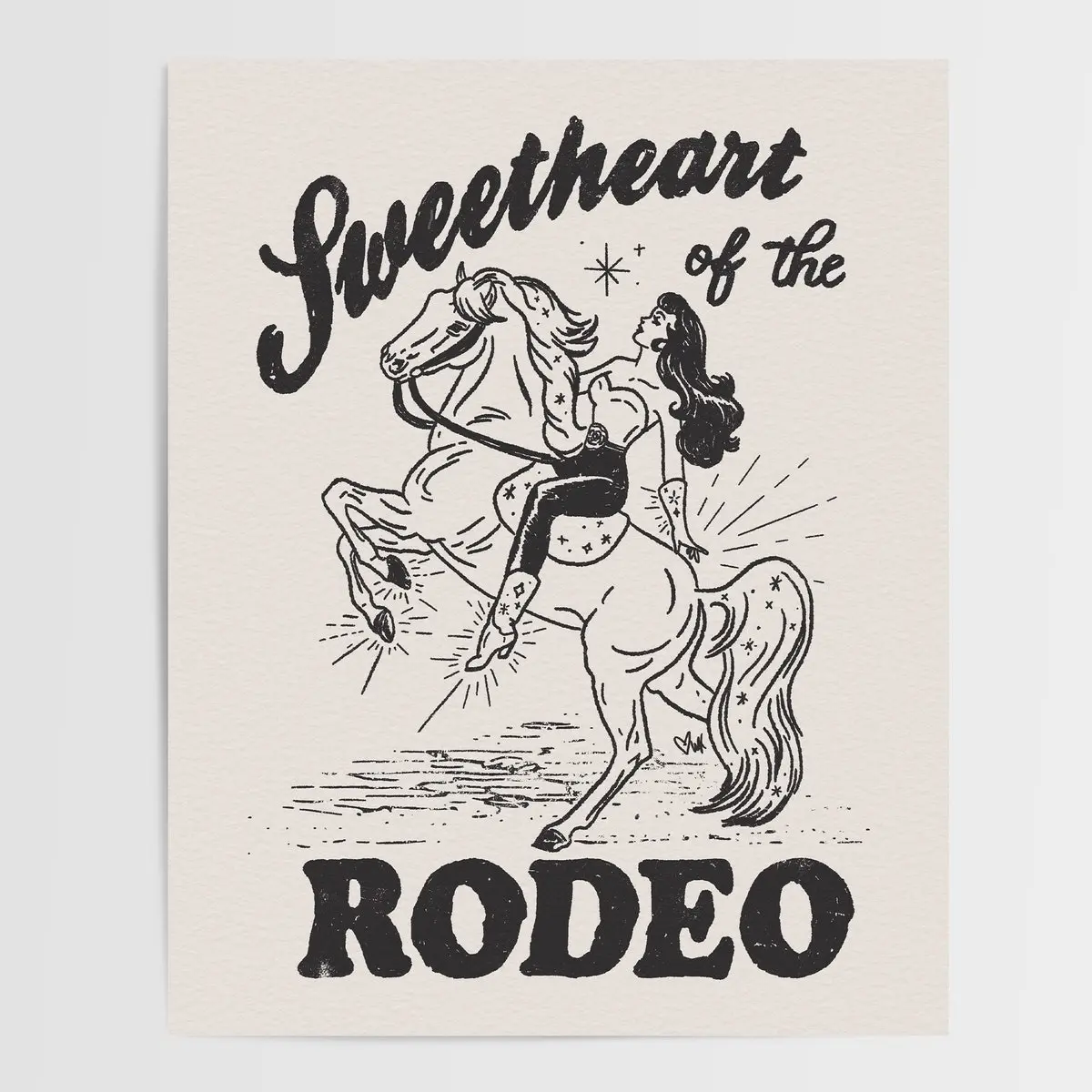 Room Decor, Western Wall Decor, Sweetheart of the Rodeo, Giclée Fine Art Print, Valentines Cowgirl Art, Vintage Cowgirl Wall Art