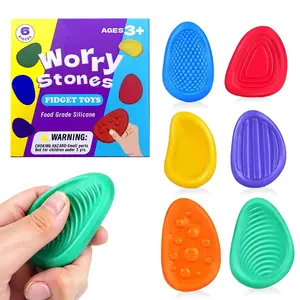 6 Pcs Sensory Stones, Fidget Toys for Kids & Adults, Worry Stone Fidget, Sensory Toys for Autism, Fidget Stress Toys for Anxiety Relief