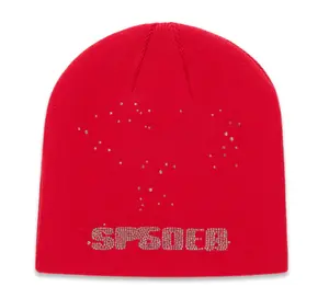 Spider Worldwide Red Silk Rhinestone Beanie - Eye-Catching Sparky Shimmering Fashion Accessory with Spark Element