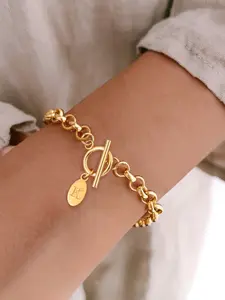 Women's Oval Letter Pendant Bracelet OT Buckle Stainless Steel Chain Casual Fashion Jewelry for All Seasons Personalized Jewelry