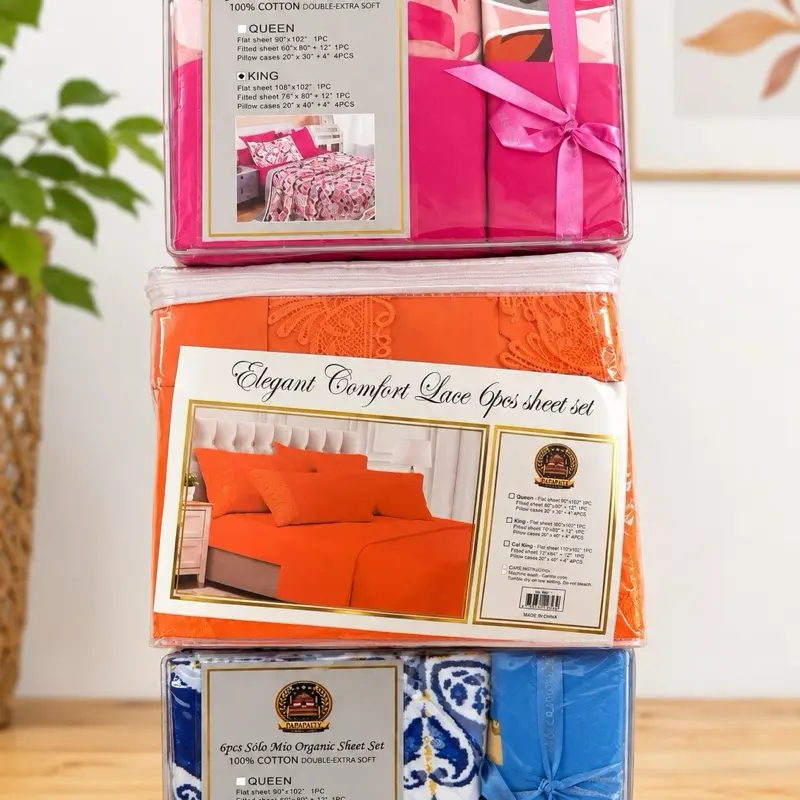 Case 24 unite ,Luxury 6PCS Bed Sheet Set | Ultra Soft | Queen & King Size | Elegant Home Bedding Collection ️