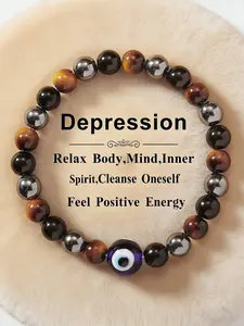 Natural Crystal Evil Eye Snowflake Beaded Bracelet, Punk Style Jewelry for Men & Women, Chakra Balance Energy Gift, Relaxing Spiritual Accessory