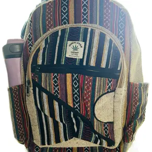 HempStyle Unisex Pure Himalayan Hemp Backpack with Laptop Compartment and multiple pockets, Large  16”L 12”W 6”D