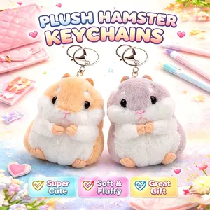 2 Pack Plush Hamster Keychains – Soft Stuffed Animal Keyrings for Purse, Backpack & Handbag Charms, Cute Kawaii Car Accessories & Gift for Girls