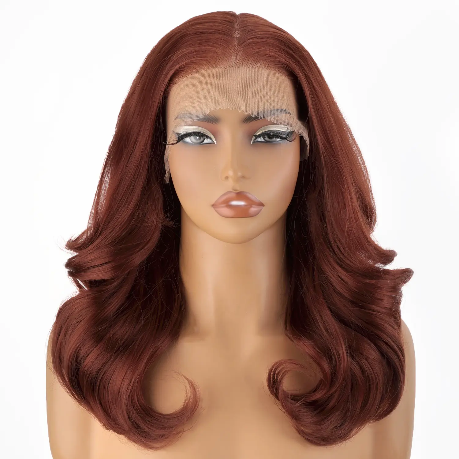 SOKU 13X6 Pre Layered Body Wave Lace Front Wig 18 Inch Wavy Glueless Wigs for Women Pre Plucked Synthetic Lace Front Wig Ready to Wear with Tiny Knots