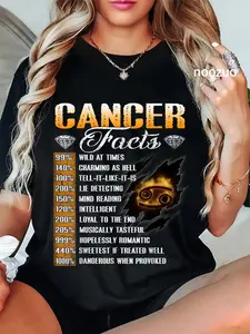 100% Cotton Cancer Facts Funny Zodiac Signs Birthday Gifts For Men Girls T-Shirt
