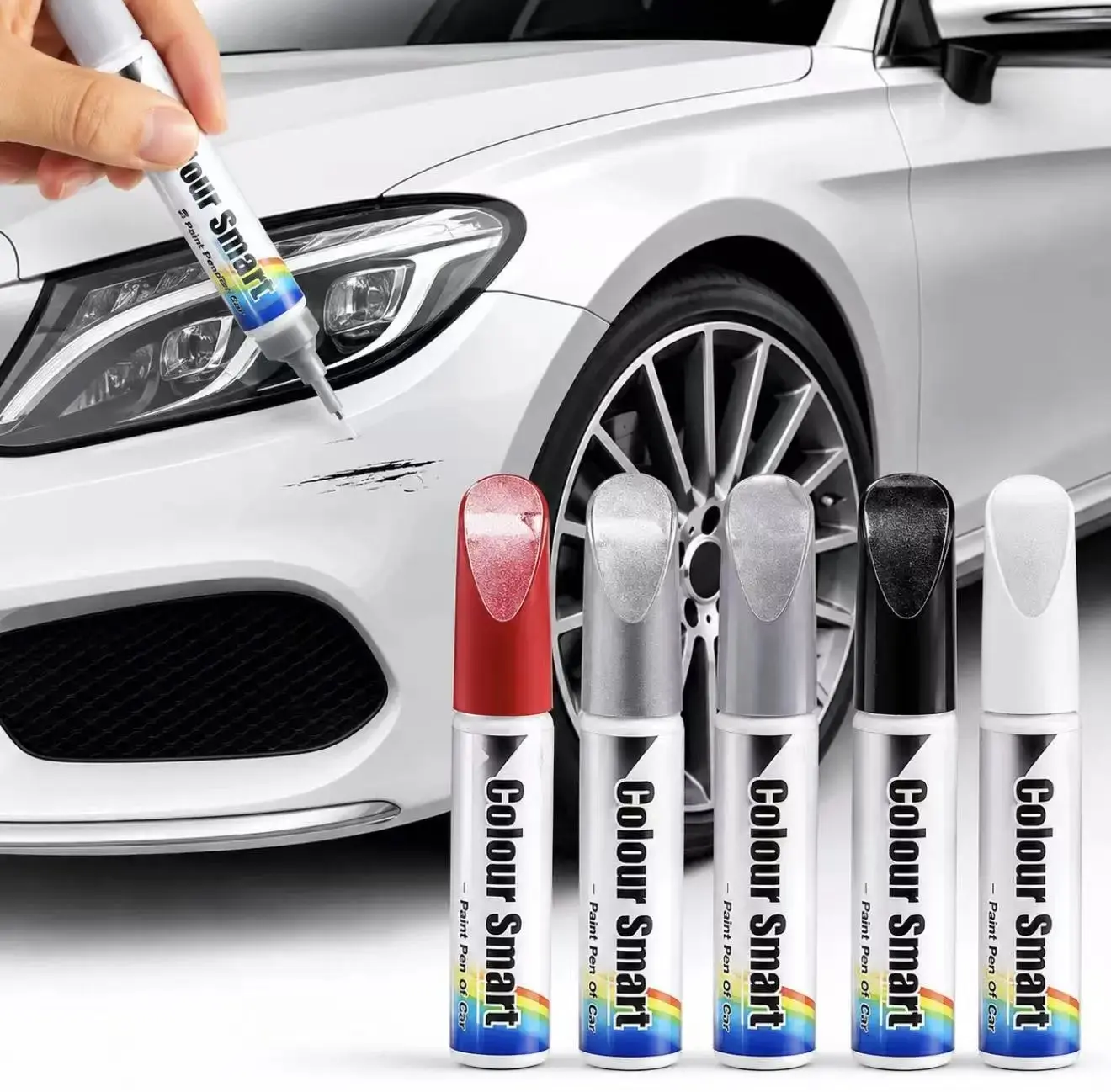 Color Smart 2-in-1 Car Touch Up Paint Pen for Scratch Repair, Automotive Paint Care, Fine Tip & Brush, 5 Color Options, Easy Application, Fast Drying, Effective Protection, Gift for father