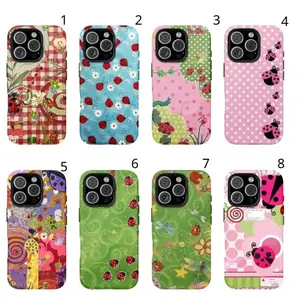 Floral & Polka Dot Ladybug Print Phone Case — Durable 2-in-1 Protection — Compatible with iPhone 11–17 Pro Max/Plus Series and Samsung Galaxy S23– Series