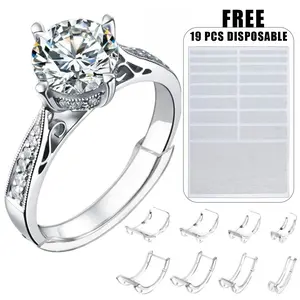 8Pcs Practical Ring Adjuster Set, Hidden Comfort Ring Sizer, Anti-slip Anti-spin Ring Reducer for Men Women, Comes with Jewelry Polishing Cloth