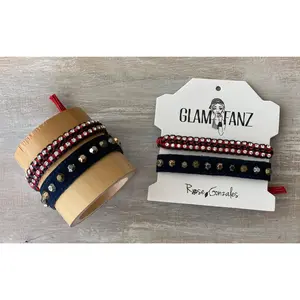 Game Day: Navy Blue & Red-  Macrame String Bracelet Set