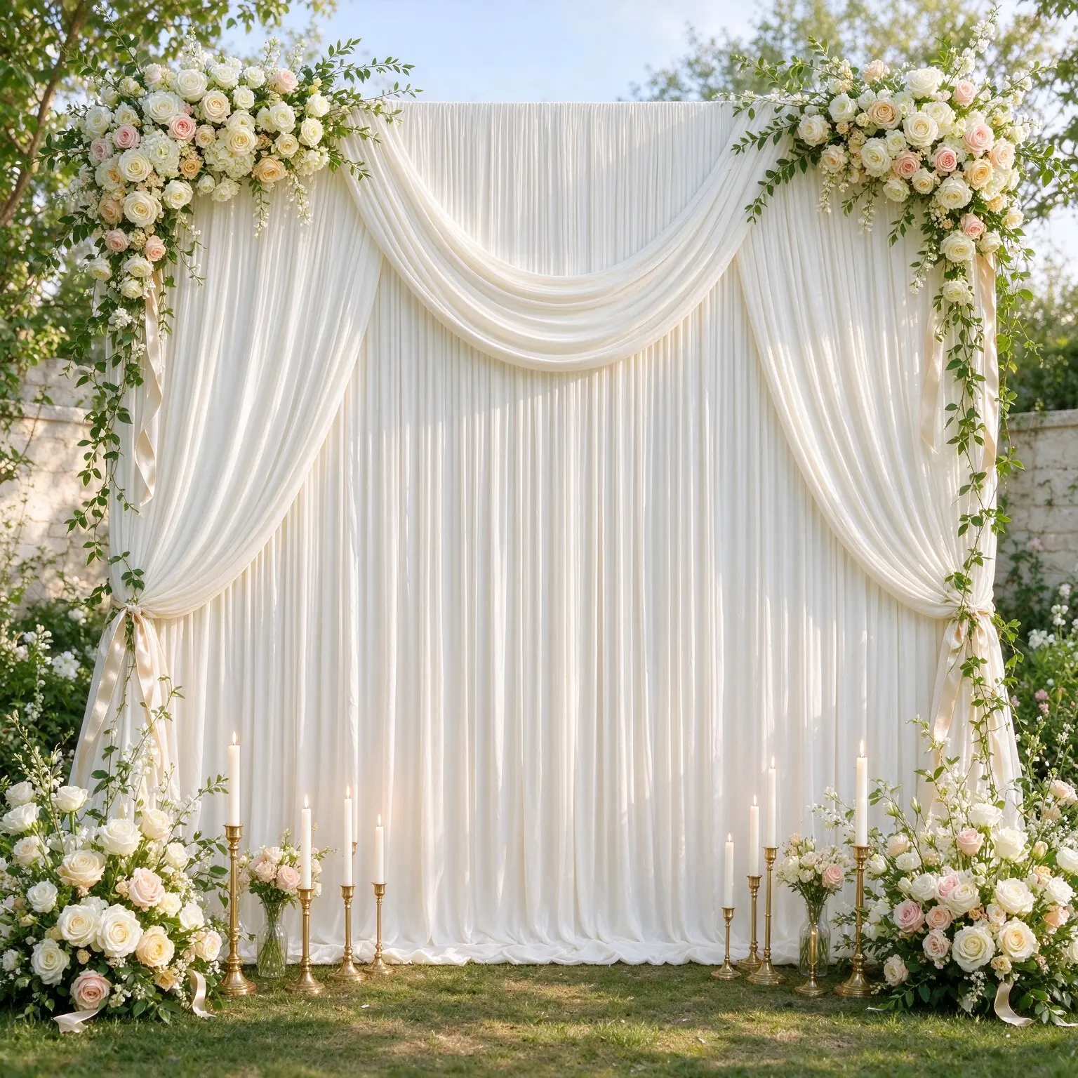 6 Panels Wrinkle-Free Polyester Backdrop Curtains 5x10ft/5x12ft  Festive & Party Decor for happy Christmas , Wedding Events  Photography Baby Shower Birthday Background,homedecor,christmas decor 2026(Stand not included)
