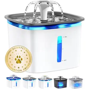 Winner 95oz/2.8L Pet Fountain, Automatic  Water Fountain  Water Dispenser with Replacement Filters for Cats, Dogs, Multiple Pets (Grey, Plastic)