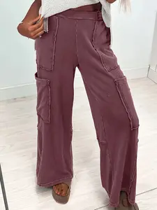 Mineral Wash Cargo Patched Pocket Utility Sweatpants,  Soft Utility Sweatpants Provide Relaxed Comfort for Streetwear Outfits.