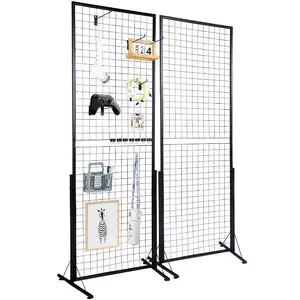 VEVOR 2x 5.6 in Grid Wall Panels, 2 Packs Wire Gridwall Display Racks Tower with T - Base, Floorstanding Double Side Gridwall Panels, Retail Display with Extra Clips and Hooks for Art Craft ShowsVEVOR Super Brand Day