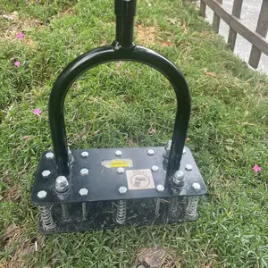 RIFPOD Lawn Aerator Automatic Dirt and Leaf Clean Design,Grass Aerator for Yard and Garden,Soil renovation Hydrophobic permeation Revives Lawn Health , Heavy Metal Spring Duty Lawn Aerator Tool with 15 Iron Spikes Height Adjustable