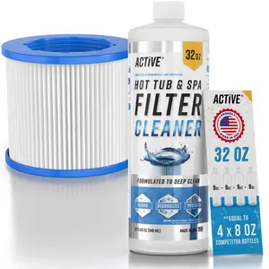 ACTIVE Spa Hot Tub Filter Cleaner - 32oz (2-4 Uses) Cleaning Soaking Solution, Hot Tubs & Pool Cartridge Cleaner, Natural Power Degreaser to Revive & Prolong O-Filters Life Time - Made in USA…