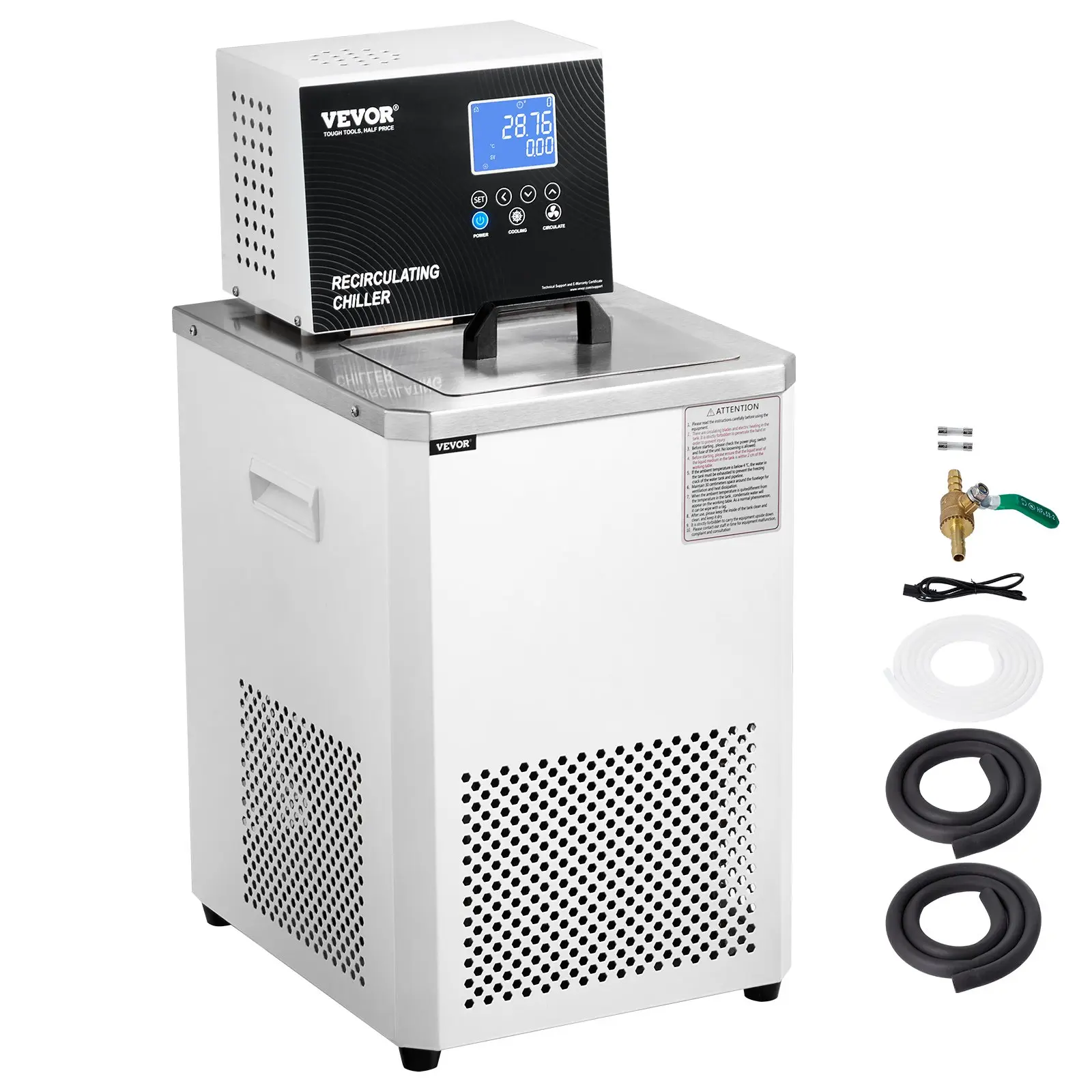 VEVOR Laboratory Chiller Circulator, 6L Chiller Lab Low Temperature Cooling Liquid, 23F-212F Circulator Pump Chiller, LCD Display, 304 Stainless Steel Water Bath Recirculating Water Cooling Chiller
