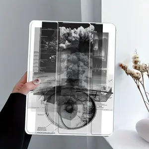 Gothic Aesthetic Black & White Collage iPad Case,Protective Cover Auto Wake/sleep,Anti-Drop Scratch-Resistant,Transparent Acrylic Back,Fits iPad 7.9/8.3/10.2/10.5/10.9/11/12.9 13 inch,Shock-resistant Full Cover Protective Case Ideal for Office