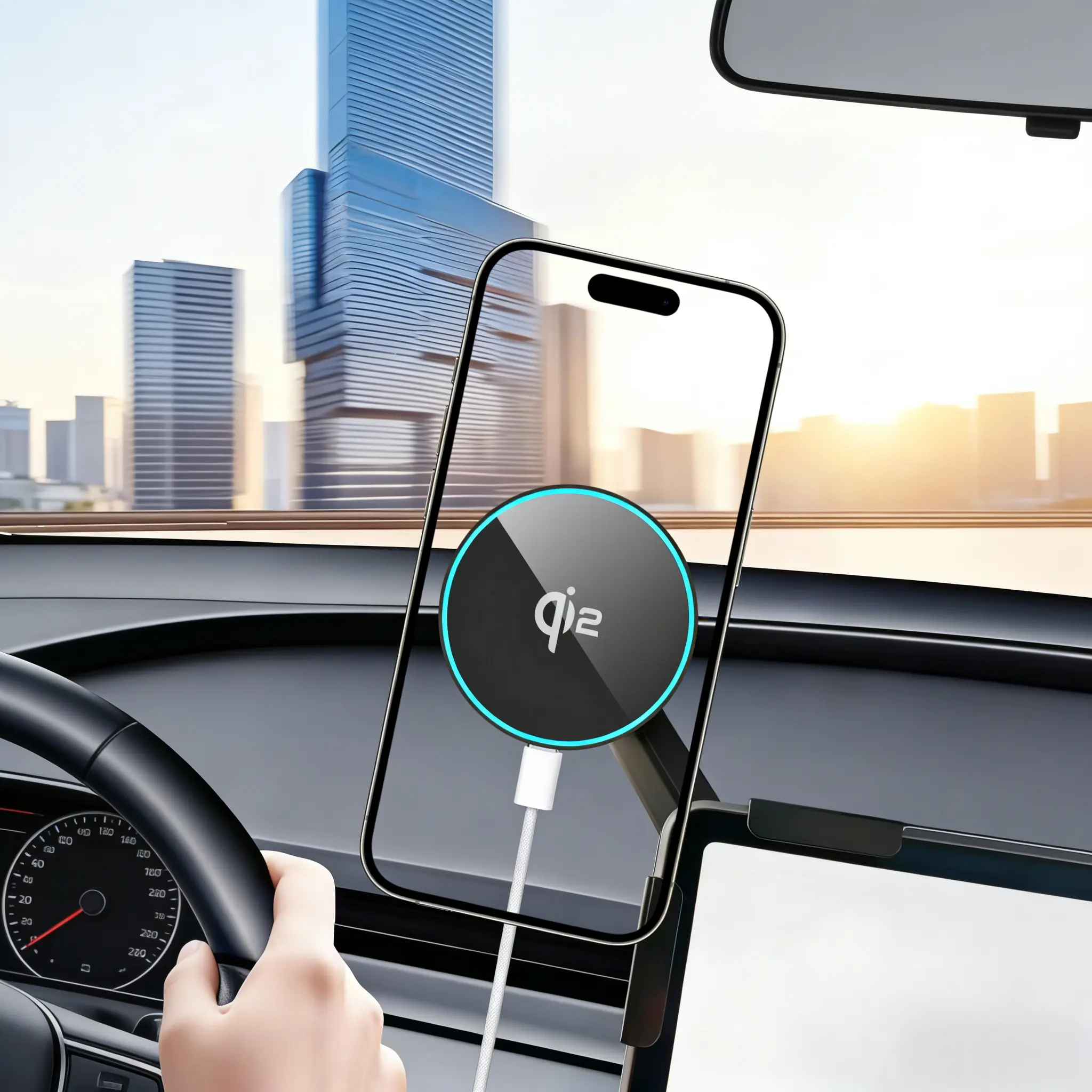Qi‑Certified 15W Wireless Charging Car Mount