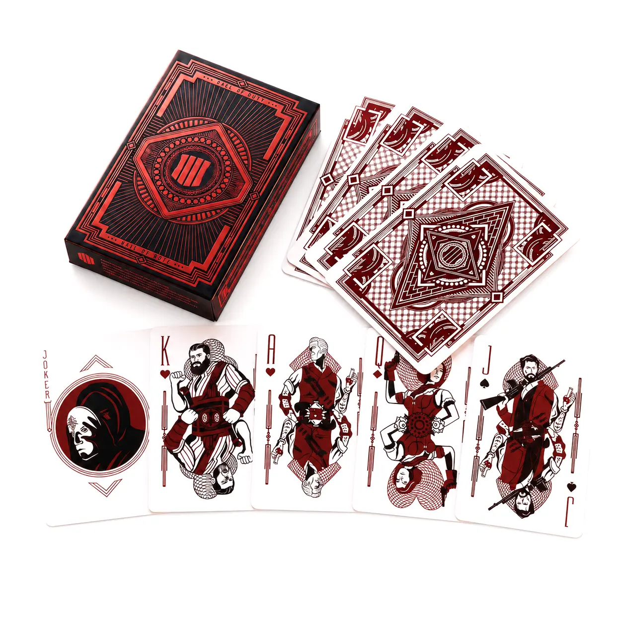 Call of Duty Poker Set - COD Black Ops IV 54 Coated Paper Fingerprint-Proof Playing Cards, FPS Games Geometric Art Collectible Gift for Battle Royale Fans