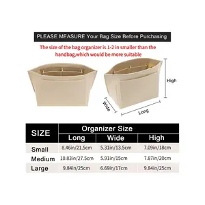Spring & Summer Purse Organizer Insert, Premium Felt Bag Organizer with Compartments, Travel Bag Organizer, Handbag & Tote Organizer Insert for Women, Makeup Storage Bag