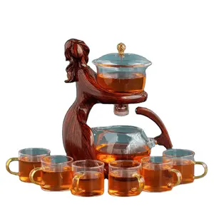 Tea Pot Set with Wooden Lady Stand & Tea Cups