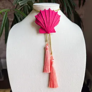 Shell Bolo Raspberry Pink with Khaki & Peach