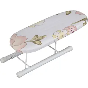 Ironing Table,Foldable Mini Ironing Board Space Saving Non Slip Sleeve Cuffs Collars Handling Ironing Table with Removable Cover for Travel Home (Peony)