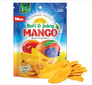Dried Mango Slices - Delicious Texture Soft & Juicy Low Sugar Added Dried Mango - Naturally Ripened Mangos Dried Fruits - Gluten Free Dry Mangoes Natural Source of Vitamin C, Fiber, 16 oz (16 Single Pack)