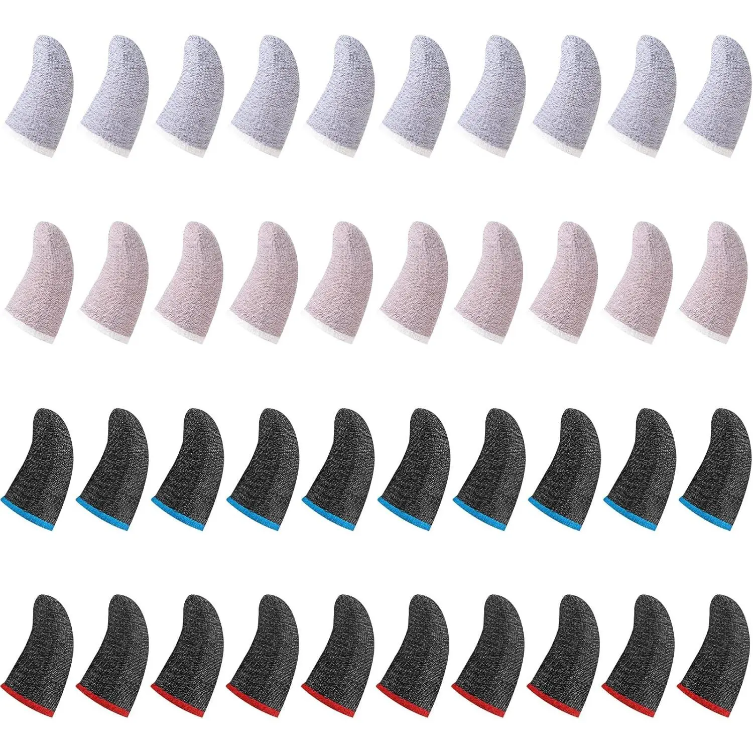 40-Piece Unisex Thumb Finger Sleeves, Mobile Gaming Protectors with Mixed Colors & Black, Thumbsticks Accessory for All Ages, Phones & Electronics Console Accessories