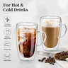 16oz Double Wall Thermal Glass Mug Set (2-Pack) - Insulated Reusable Drinkware Cup with Heat Resistant Handle, Funny Design for Hot/Cold Drinks, Ideal Gift for Coffee Lovers