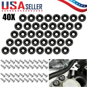 40 PCS JDM Billet Aluminum Fender Bumper Washer Bolt Engine Bay Dress Up Kit Black