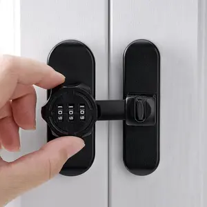Matte Black 90/180  Barn Door Lock,3 Digit Password Keyless,Flip Latch with Combination,Mechanical Password Lock,Protect ,for Barn Door,Cabinets,Drawers,Bedrooms