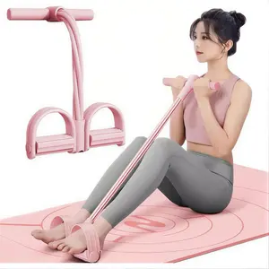 6-Tube Resistance Band Set with Foot Pedals & Boxing Belt for Full-Body Strength Training Compact Home Gym Design