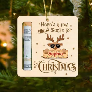 Personalized Cool Reindeer Money Holder Christmas Ornaments, Here’s A Few Bucks for Christmas, Reindeer Money Holder Gift, Custom Money Holder