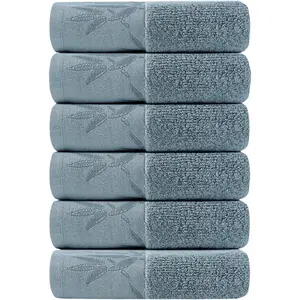 SEISSO Hand Towels 6 Pack, Ultra Soft and Highly Absorbent Bathroom Bath Hand Towel, Luxury Bamboo Viscose Hand Towels Multipurpose Use for Beach, Spa, Salon, Cyan Gray