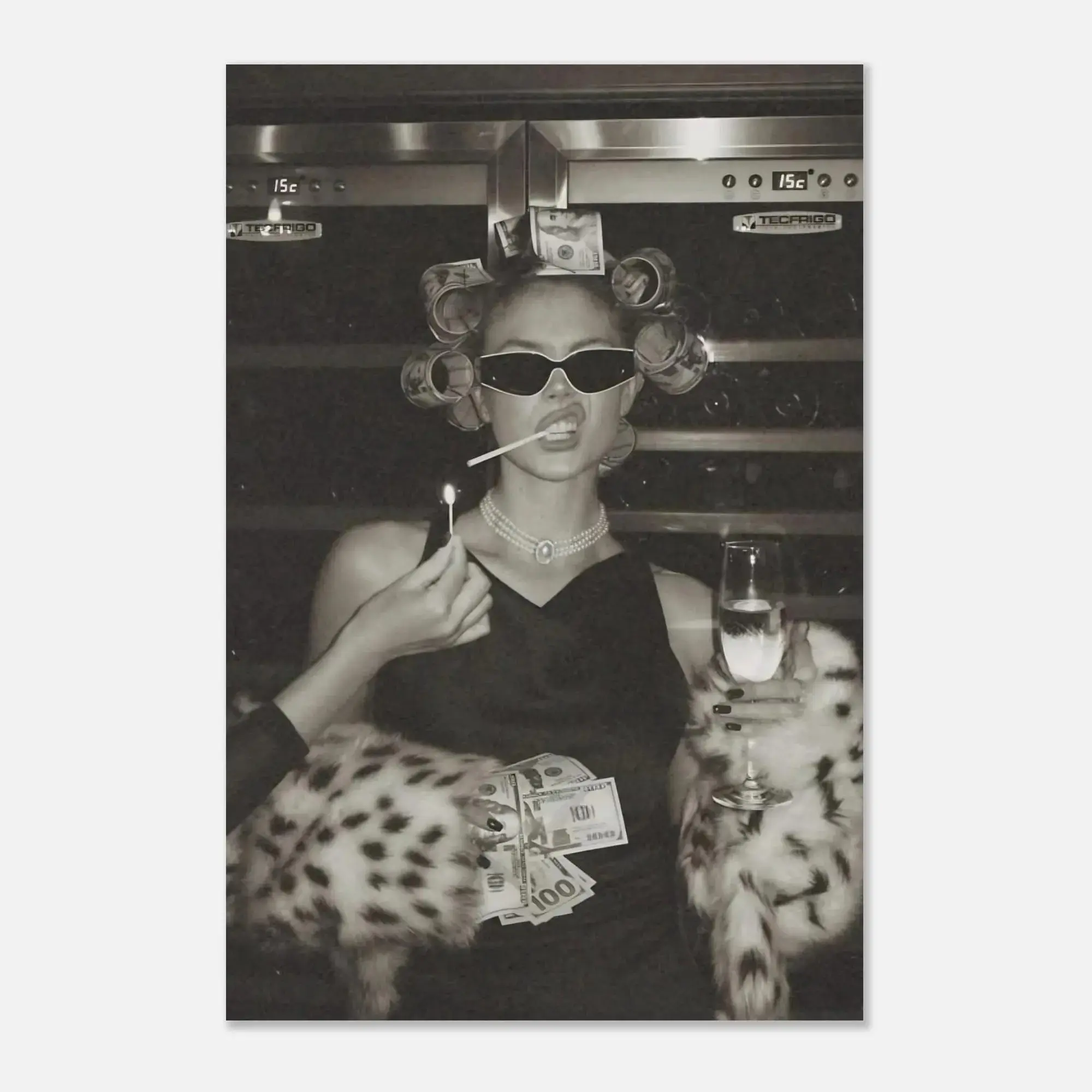 Old Money Party Poster Black and White Luxury Photography Print Champagne Lifestyle Wall Art Glam Unframed Poster