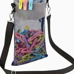 Hanging Mesh Clothes Organizer Bag with Drawstring, Wardrobe Storage Pouch for Hanging Hooks, Durable Fabric Design