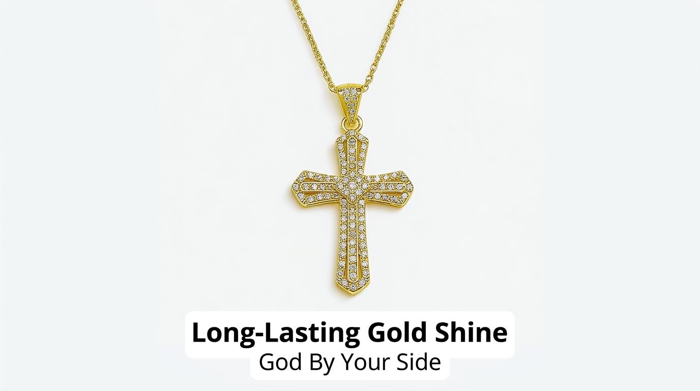 Cross diamond pendant necklace, adorned with shiny elements, an elegant religious accessory, suitable for use as a Thanksgiving gift, graduation gift, or daily wear. A Christian religious gift, suitable for men.