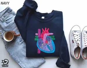 Heart Anatomy Sweatshirt, Cardiac Nursing Gift, Nursing School Shirt, Medical School Student Hoodie, Cardiologist Anatomical Heart Shirt Cotton Crewneck