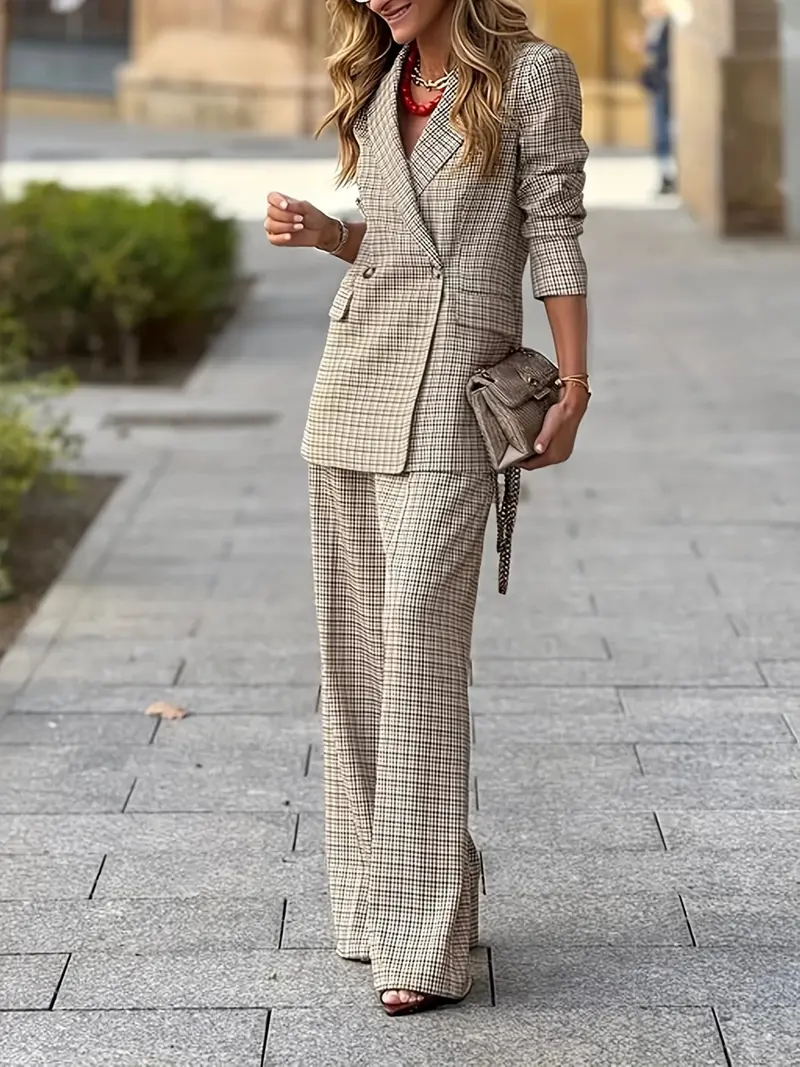 plaid pants suit for women - TikTok Shop