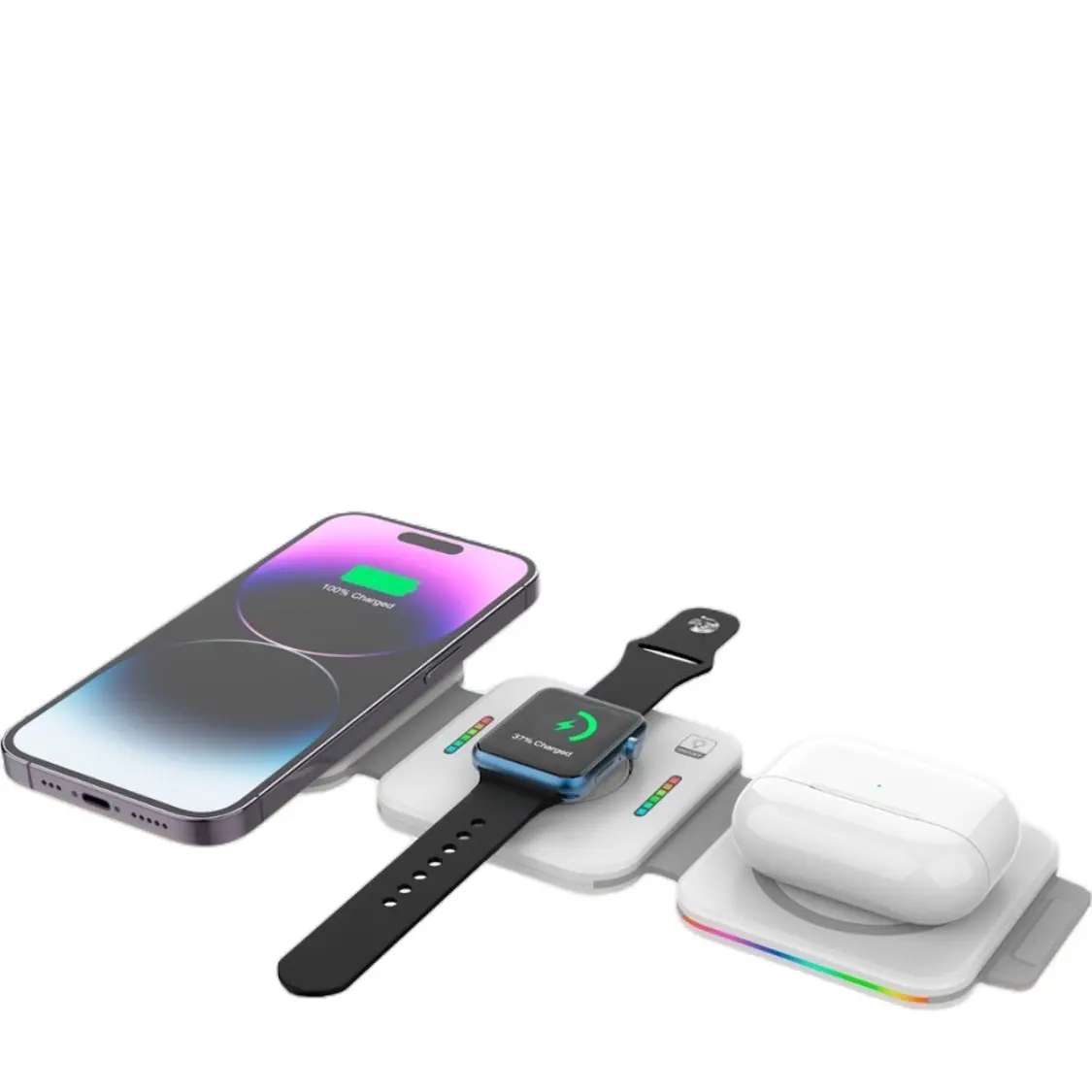 Experience the convenience and peace of mind that comes with having all your charging needs met in one sleek and versatile solution. Our 3-in-1 charging station combines exceptional functionality into a single powerful base, making it the perfect home fo