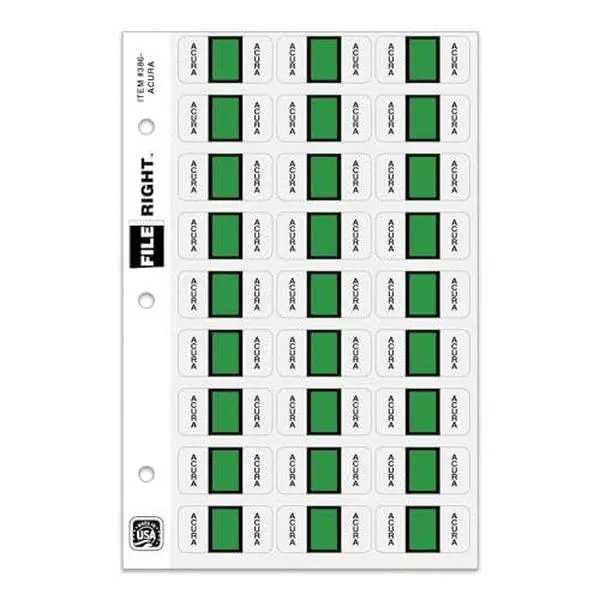 File Right Color Code Auto Makes Labels – 1-1/2" × 3/4" Die-Cut Laminated Automotive Inventory Labels – Compatible with Leading Dealership Systems, 270 Labels per Ringbook