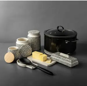10 Piece Ceramic Kitchen Organization Canister Set, Dot