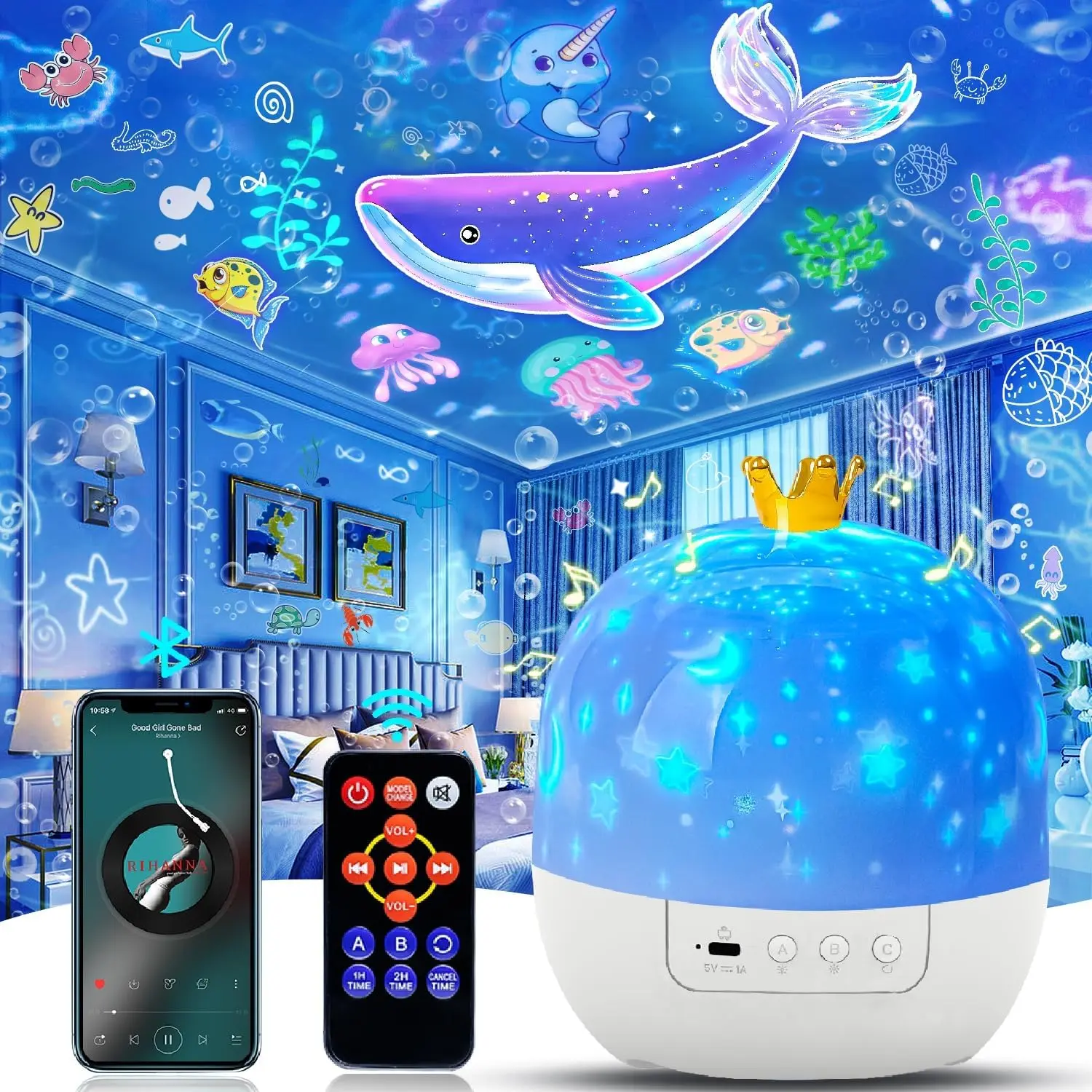 Galaxy Projector, Star Projector for Bedroom, Night Lights for Kids Room,Ceiling, Bluetooth Speaker, Timer and Remote, Room Decor, Gifts for Girls, Boys, Adults, Christmas, Birthday