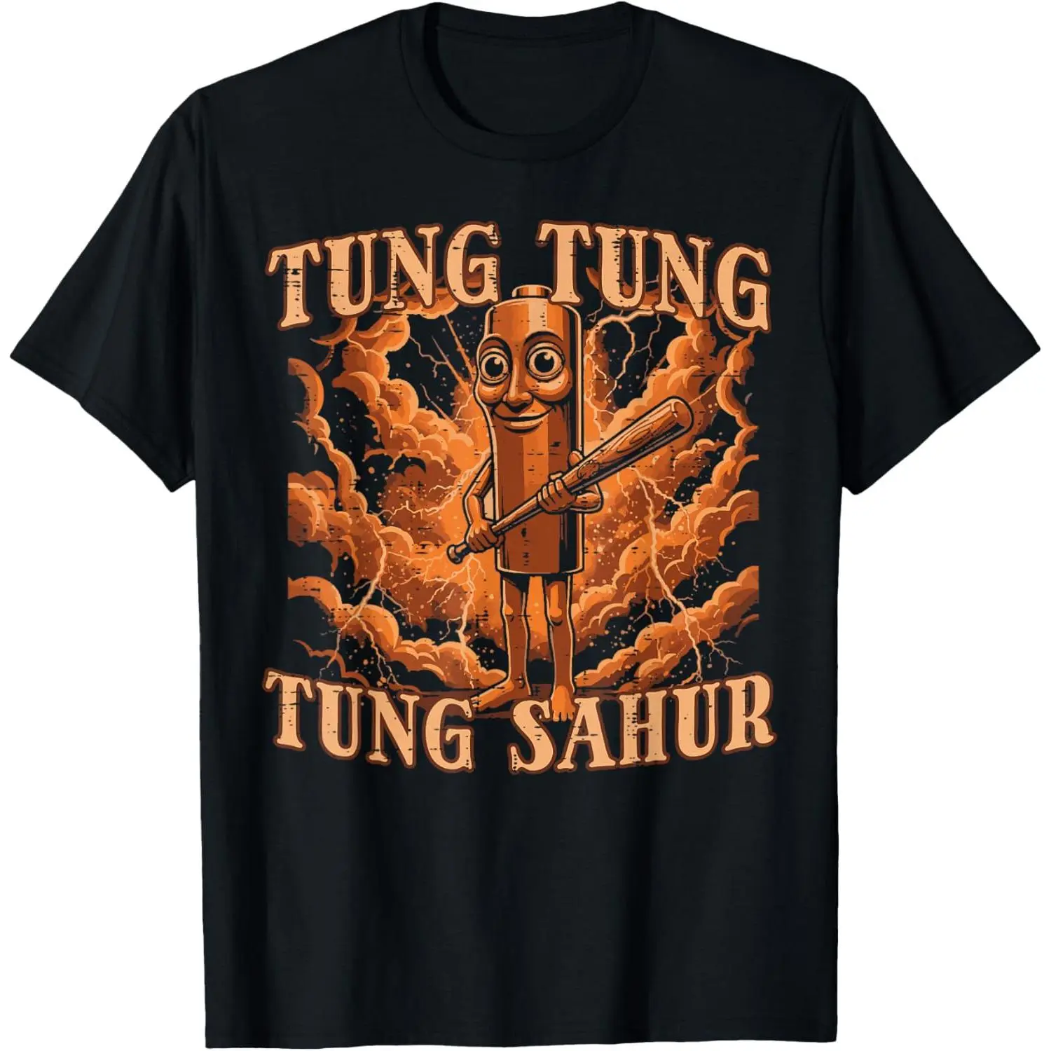 100%cotton Tung Tung Sahur Baseball Bat Lightning Meme T-Shirt