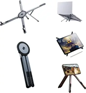 Universal 3-in-1 Laptop/Tablet/Phone Stand - 360° Swivel, Adjustable Height, Foldable Aluminum Holder for Desk, Office & Travel